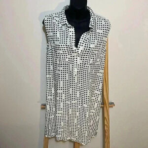 Gap Frances polka dot dress size small white/navy blue